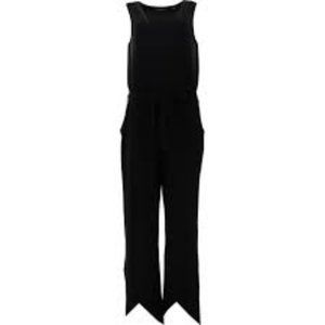 NWT COLLEEN‎ LOPEZ SPLIT TULIP HEM JUMPSUIT WITH TIE WAIST BLACK SMALL